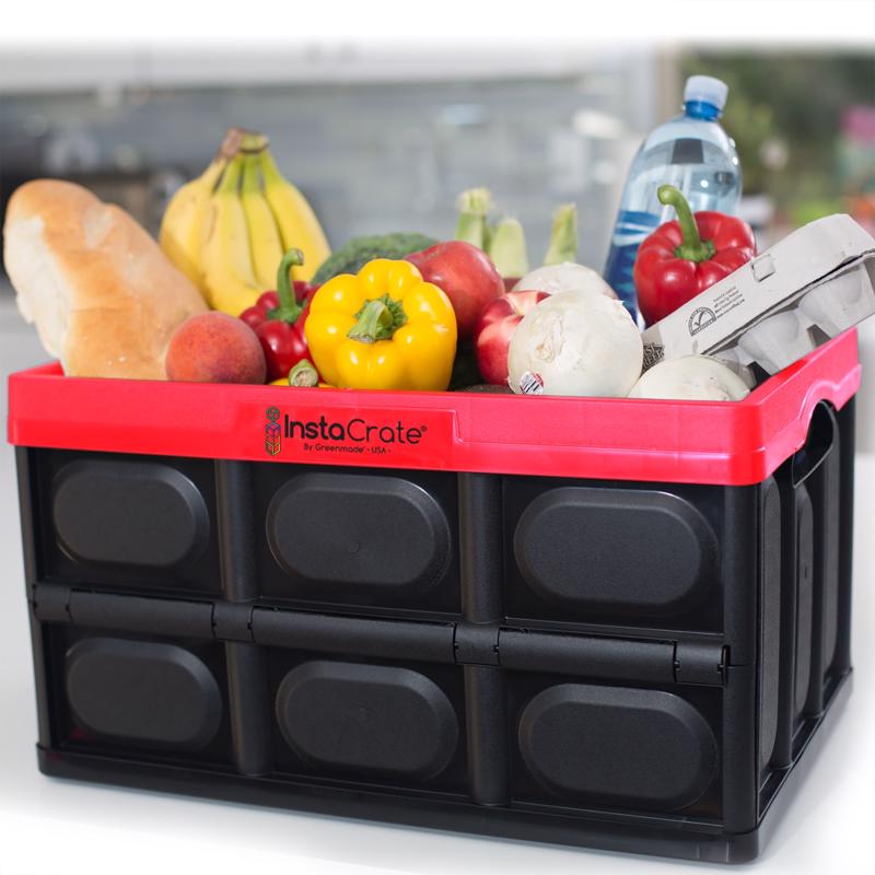 Greenmade InstaCrate 12 gal Black/Red Folding Crate 11.7 in. H X 14.2 in. W X 21 in. D Stackable
