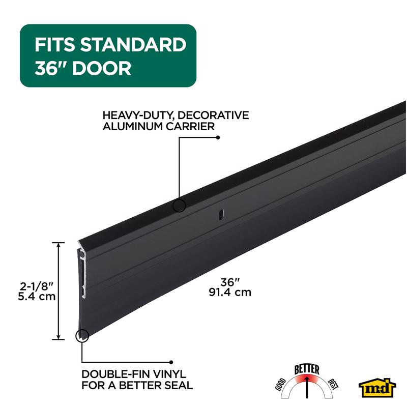 M-D Building Products Black Aluminum/Vinyl Sweep For Doors 36 in. L X 0.25 in.