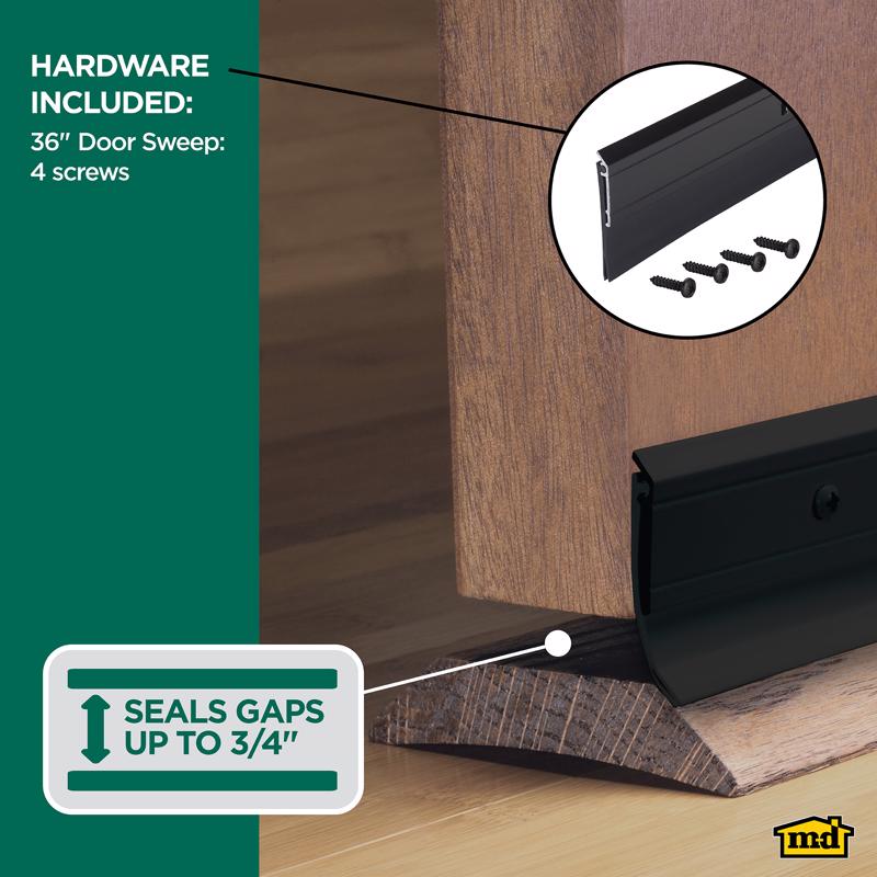 M-D Building Products Black Aluminum/Vinyl Sweep For Doors 36 in. L X 0.25 in.