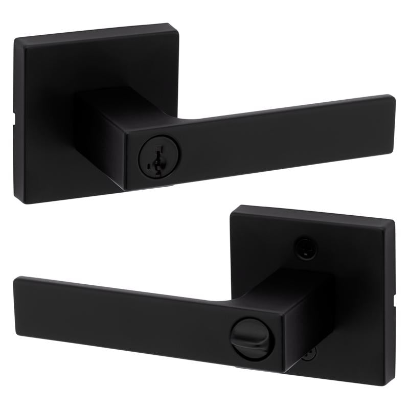 Kwikset Matte Black Entry Lever 1-3/4 in.