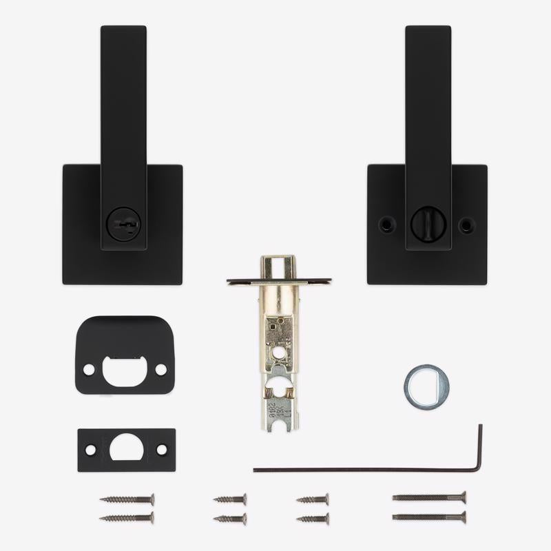 Kwikset Matte Black Entry Lever 1-3/4 in.