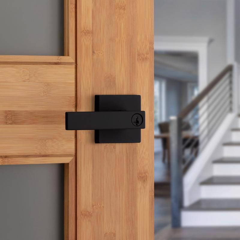 Kwikset Matte Black Entry Lever 1-3/4 in.
