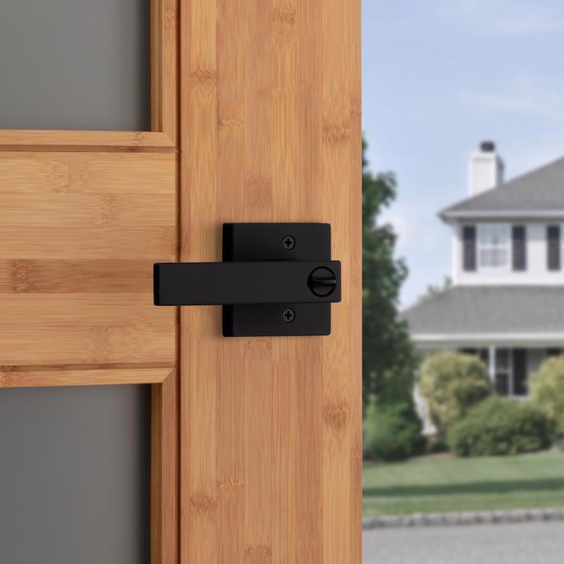 Kwikset Matte Black Entry Lever 1-3/4 in.