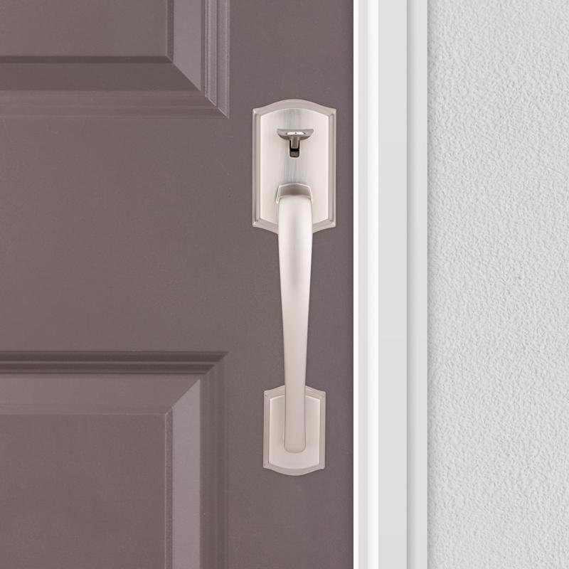 Kwikset Prescott Satin Nickel Entry Handleset 1-3/4 in.