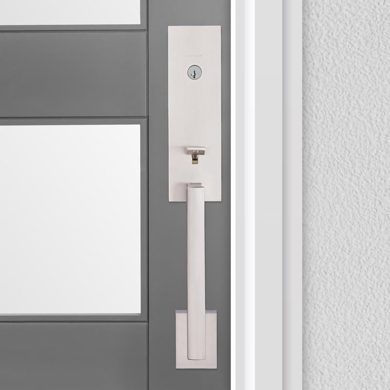 Kwikset Vancouver Satin Nickel Entry Handleset 1-3/4 in.