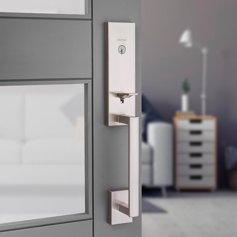 Kwikset Vancouver Satin Nickel Entry Handleset 1-3/4 in.