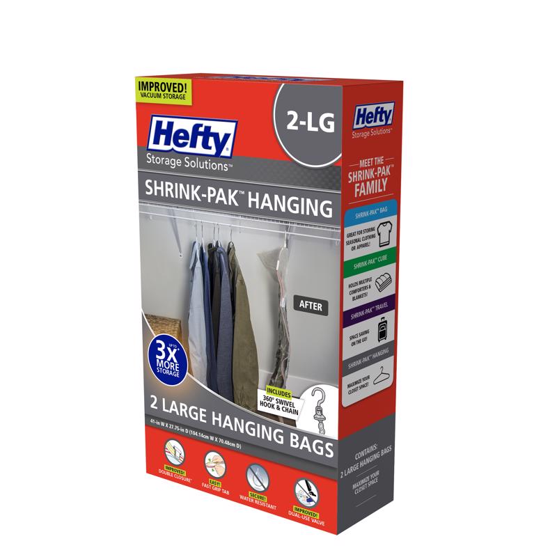 HANGING BAGS CLR 41" 2PK
