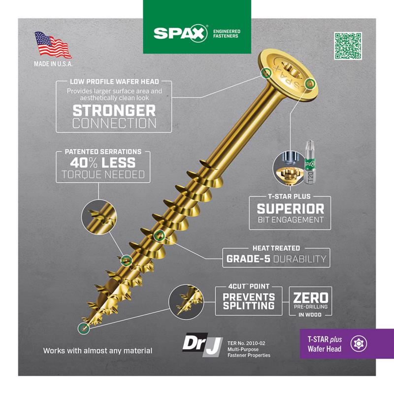 SPAX Multi-Material No. 10 in. X 2-1/2 in. L T-20+ Wafer Head Construction Screws 1 lb 75 pk