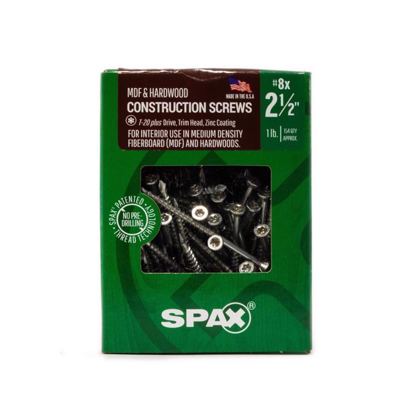 SPAX MDF No. 8 in. X 2-1/2 in. L T-20+ Trim Head Construction Screws 1 lb 154 pk