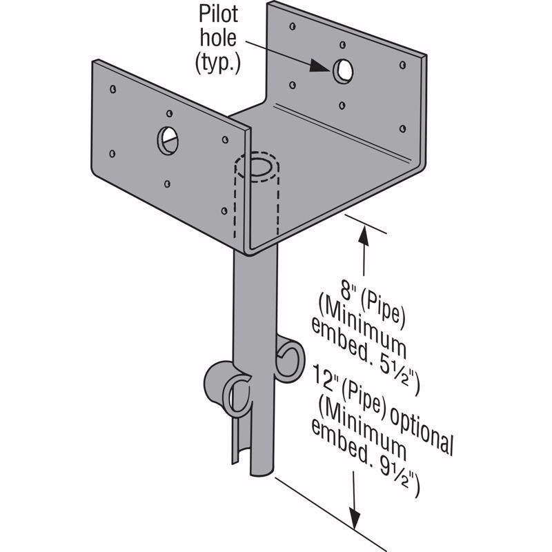 Simpson Strong-Tie 3 in. H X 6 in. W 12 Ga. Galvanized Steel Elevated Post Base