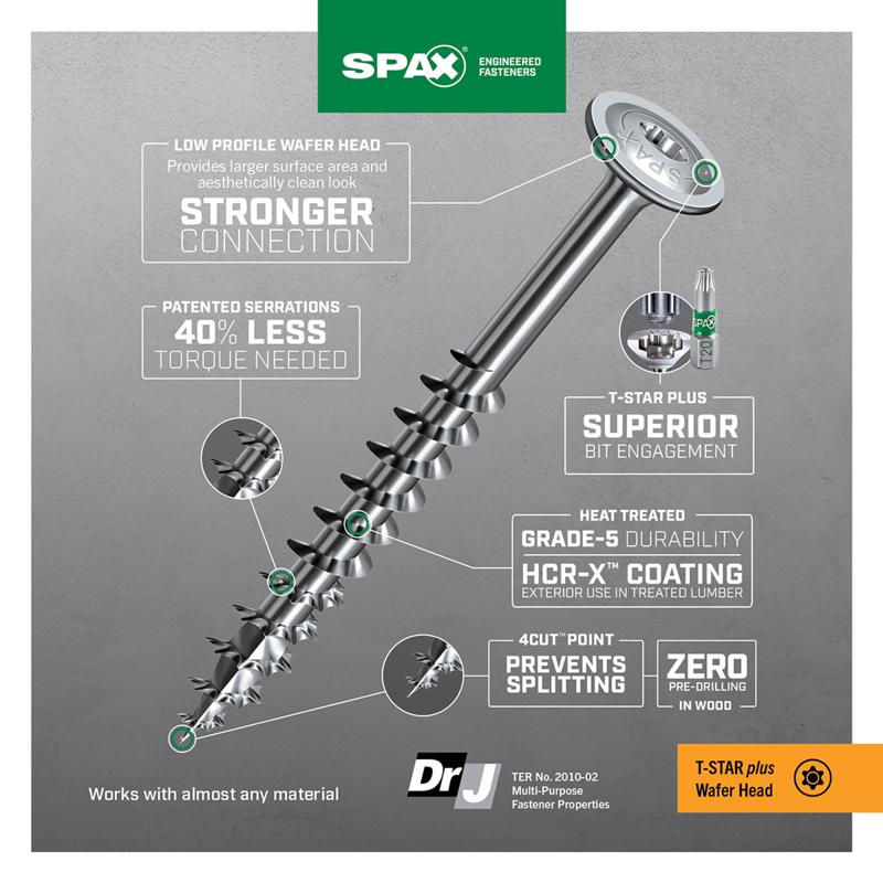 SPAX Multi-Material No. 8 in. X 1-1/2 in. L T-20+ Wafer Head Construction Screws 1 lb 165 pk