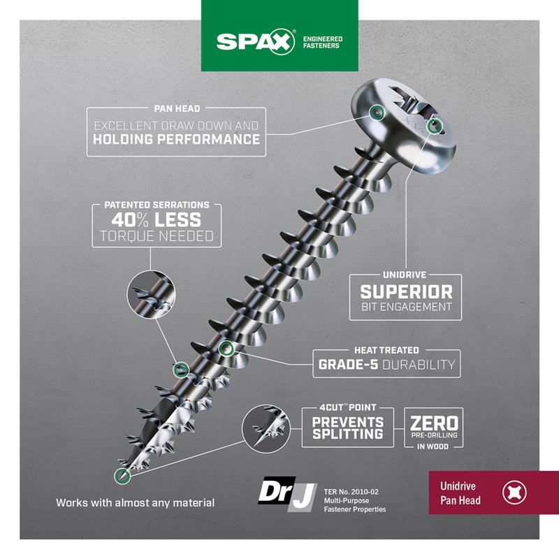 SPAX Multi-Material No. 8 in. X 1-1/2 in. L Phillips/Square Pan Head Construction Screws 25 pk