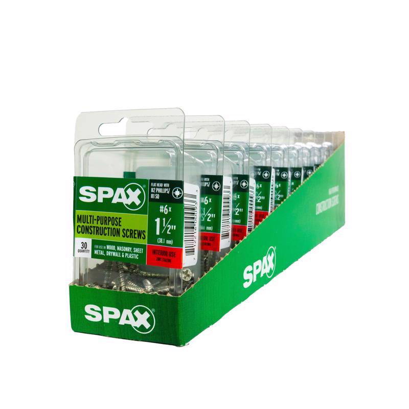 SPAX Multi-Material No. 6 in. X 1-1/2 in. L Phillips/Square Flat Head Construction Screws 30 pk