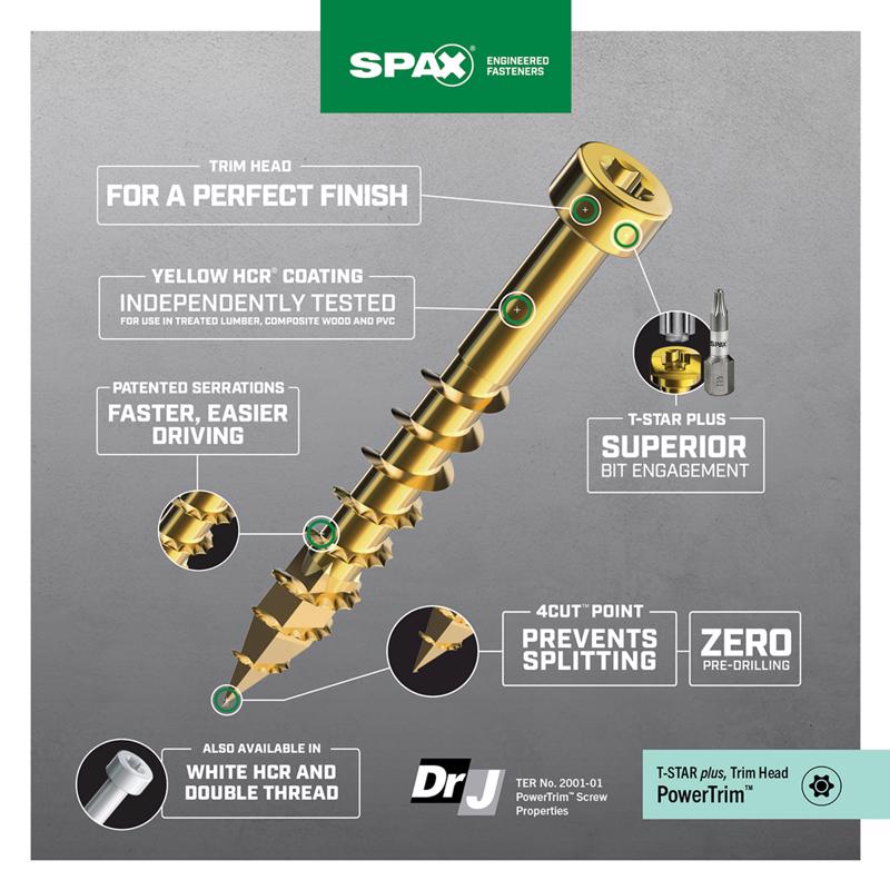 SPAX PowerTrim No. 8 in. X 2-1/2 in. L Star Round Head Trim Screws 100 pk