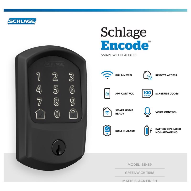 Schlage Encode Matte Black Metal Wifi Deadbolt