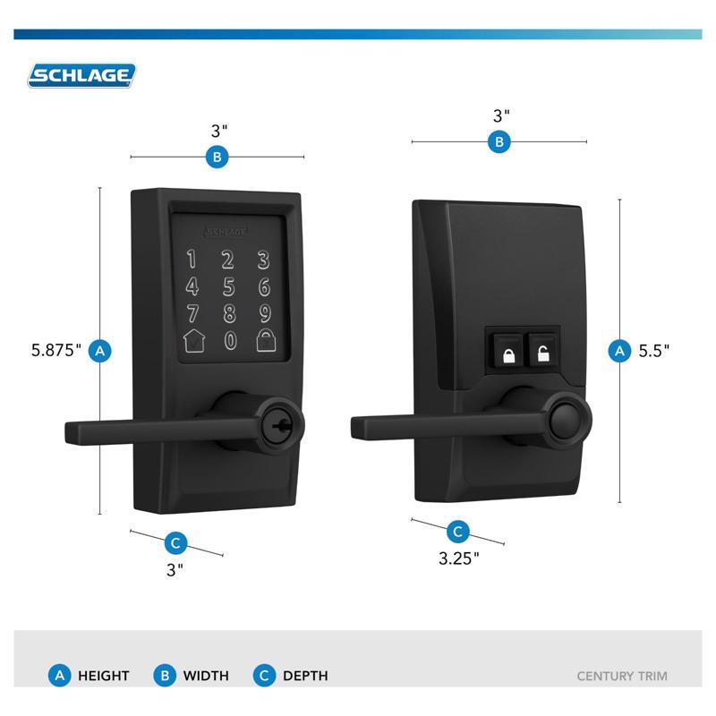 Schlage Encode Matte Black Metal WiFi Deadbolt with Latitude Lever
