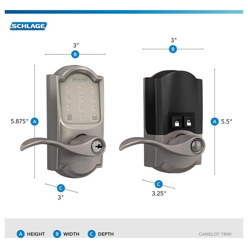 Schlage Encode Satin Nickel Metal WiFi Deadbolt with Accent Lever