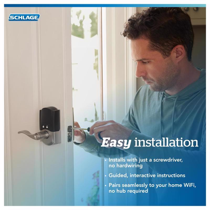 Schlage Encode Satin Nickel Metal WiFi Deadbolt with Accent Lever