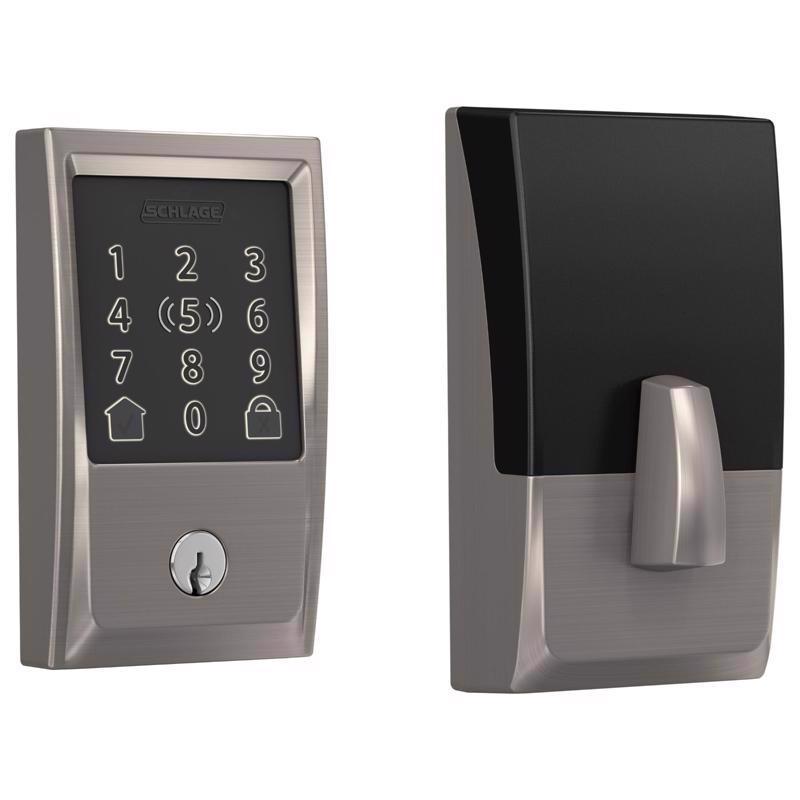Schlage Encode Plus Satin Nickel Metal WiFi Deadbolt with Century Trim