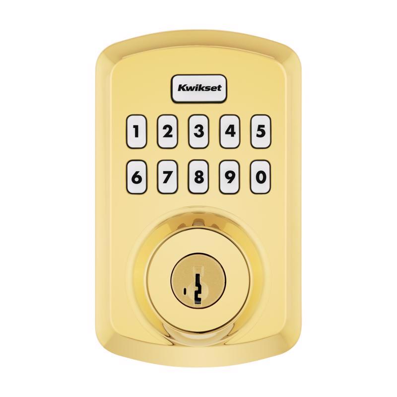 Kwikset Powerbolt Polished Brass Zinc Electronic Deadbolt