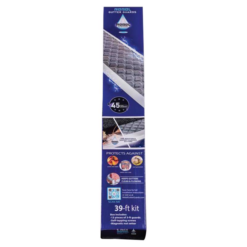 Rebel Gutter Guards 5 in. W X 39 ft. L Gray Aluminum Gutter Guard 1 pk