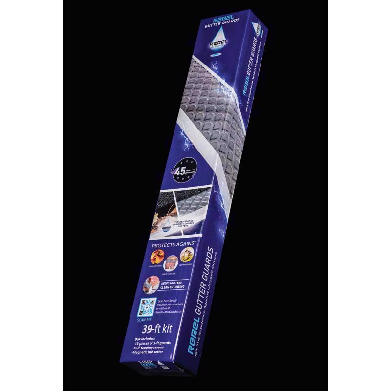 Rebel Gutter Guards 5 in. W X 39 ft. L Gray Aluminum Gutter Guard 1 pk