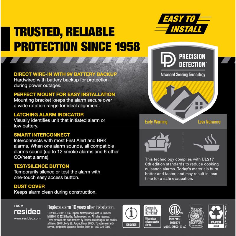 BRK Hard-Wired w/Battery Back-Up Ionization Smoke and Carbon Monoxide Detector