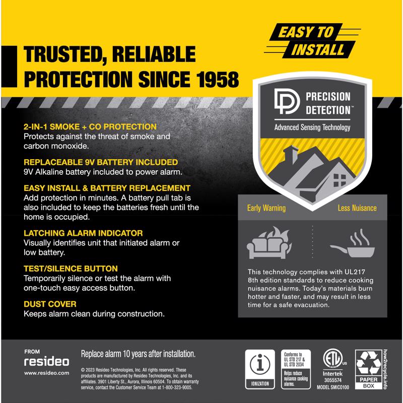 BRK Battery-Powered Ionization Smoke and Carbon Monoxide Detector