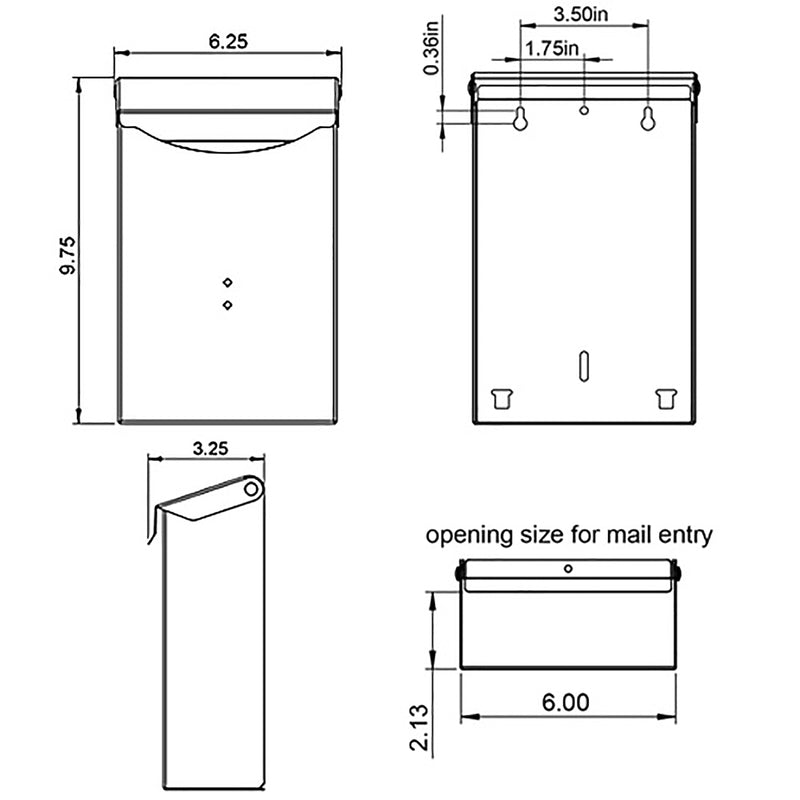 Gibraltar Mailboxes City Classic Galvanized Steel Wall Mount Black Mailbox