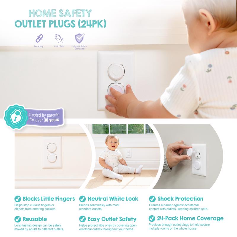 Regalo White Plastic Outlet Safety Plugs 24 pk