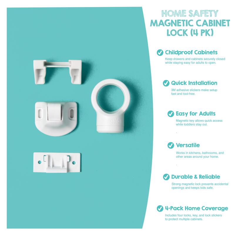 Regalo White Plastic Magnetic Cabinet Locks 4 pk