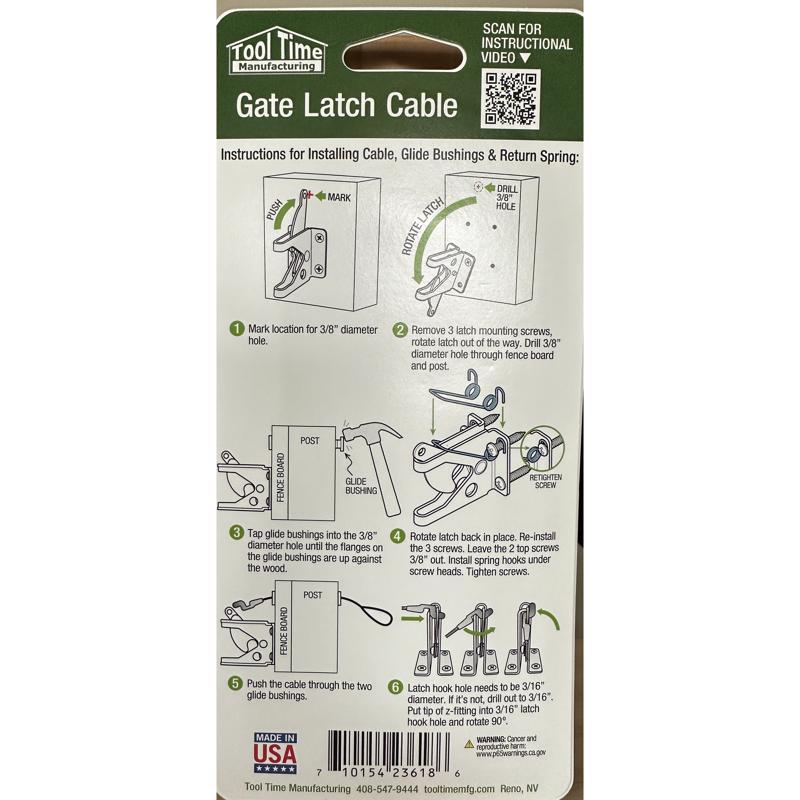 Tool Time Manufacturing 0.5 in. H X 8 in. W X 4 in. L Stainless Steel Pull Gate Latch Cable