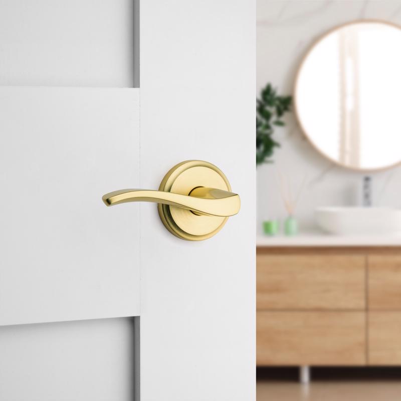 Kwikset Sedona Transitional Satin Brass Privacy Lever Right or Left Handed