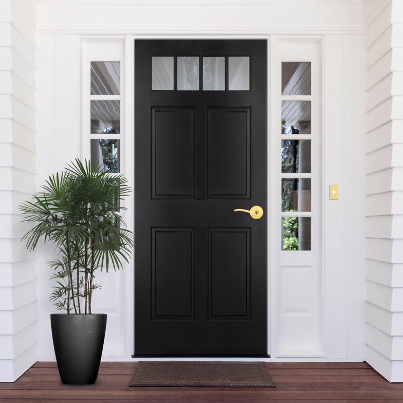 Kwikset Sedona Transitional Satin Brass Entry Lever KW1 1-3/4 in.