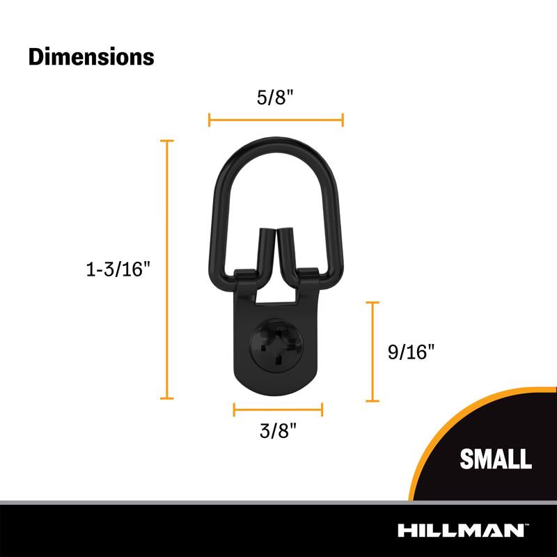 HILLMAN Black D-Ring Hanger 25 lb 4 pk