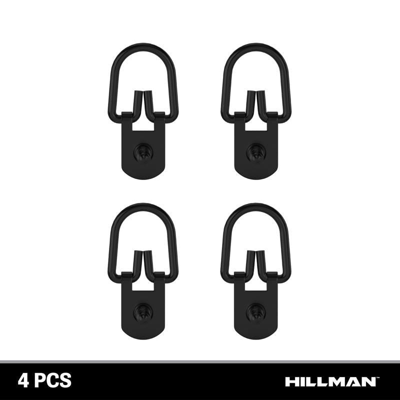 HILLMAN Black D-Ring Hanger 25 lb 4 pk