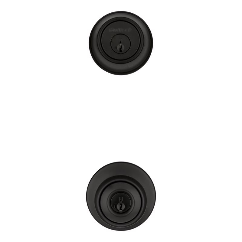 Kwikset Polo Traditional Matte Black Deadbolt and Entry Door Knob 1-3/4 in.