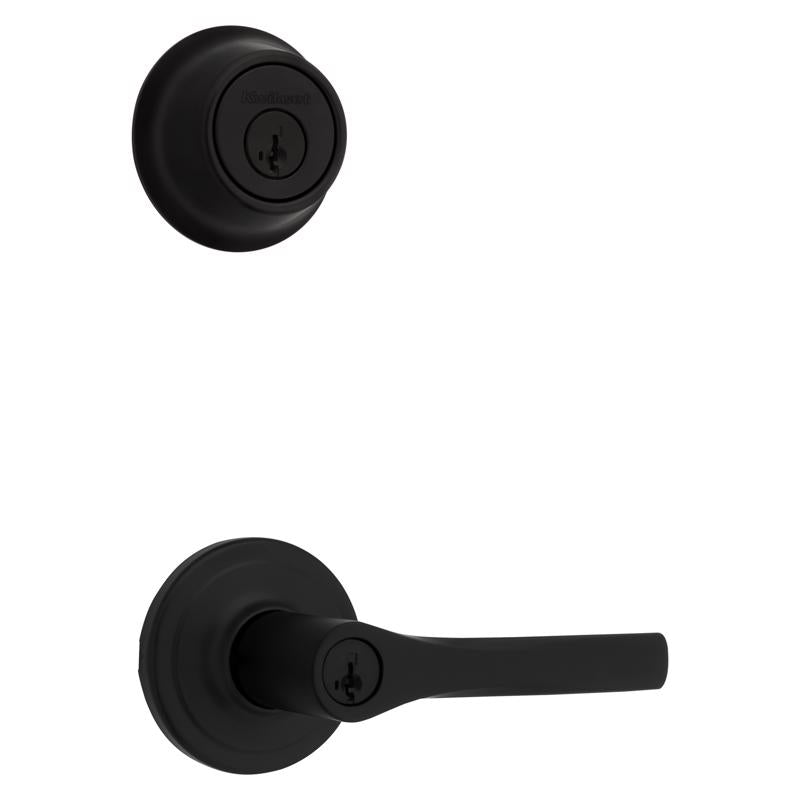 Kwikset Matte Black Lever and Single Cylinder Deadbolt KW1 1-3/4 in.