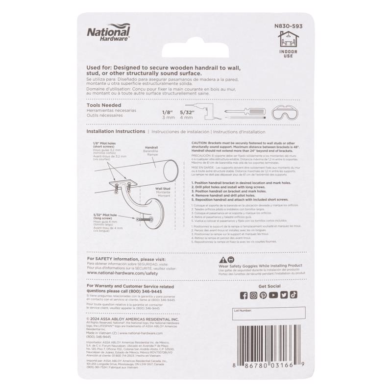 National Hardware Black Zinc Die-Cast Handrail Bracket