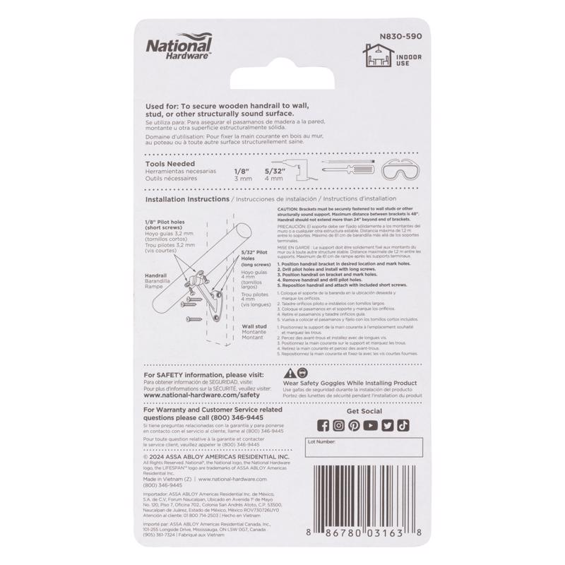 National Hardware Black Steel Handrail Bracket
