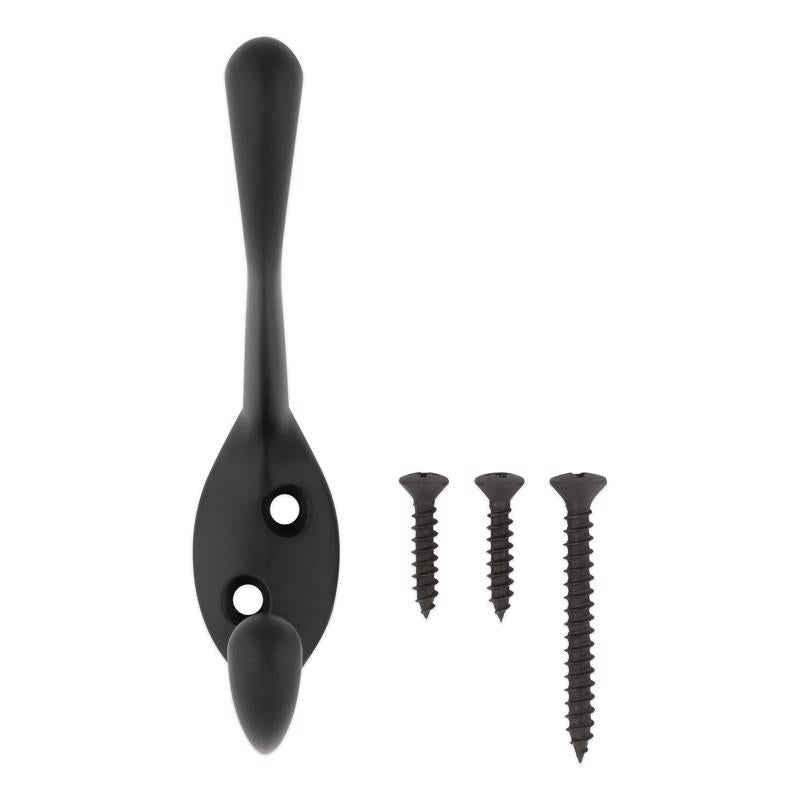 National Hardware Medium Matte Black Metal 3.30 in. L Heavy Duty Garment Hook 35 lb 1 pk