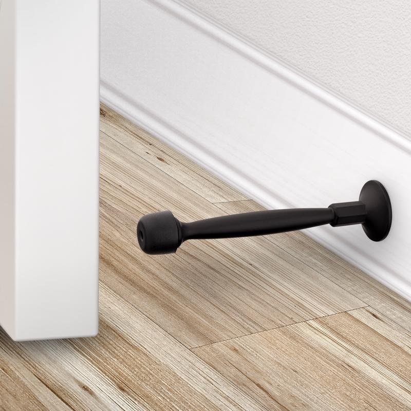 National Hardware Zinc Matte Black Rigid Door Stop Mounts to wall .97 in.