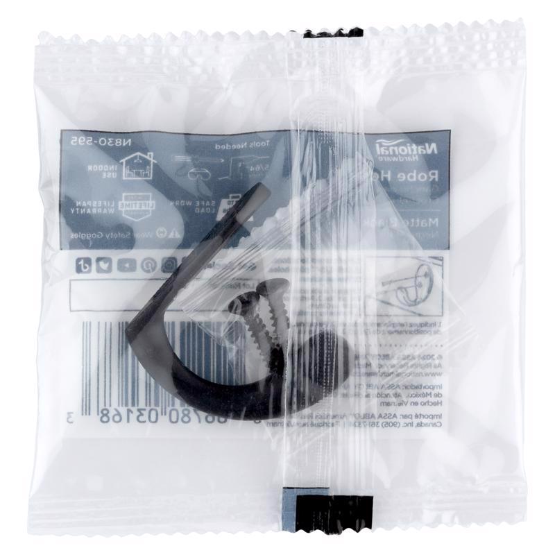 National Hardware Medium Matte Black Metal 3.94 in. L Rope/Tarp Hook 35 lb 2 pk