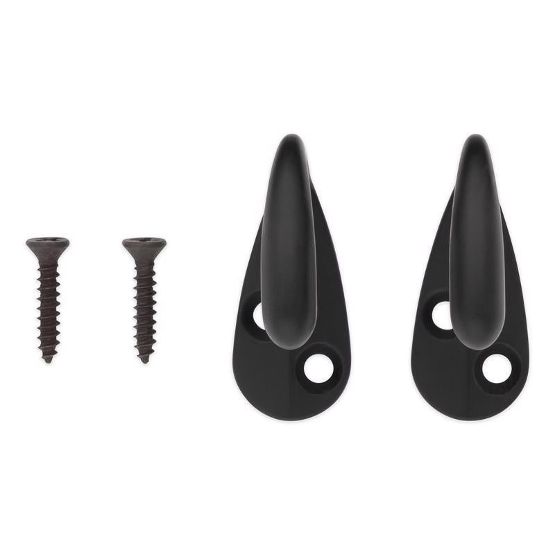National Hardware Medium Matte Black Metal 3.94 in. L Rope/Tarp Hook 35 lb 2 pk