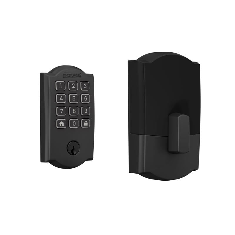 Schlage Arrive Matte Black Steel Wi-Fi Deadbolt with Camelot Trim