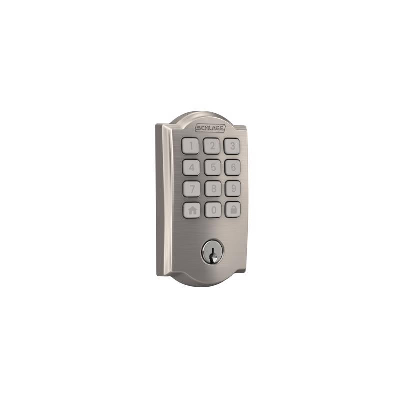 Schlage Arrive Satin Nickel Steel Wi-Fi Deadbolt with Camelot Trim