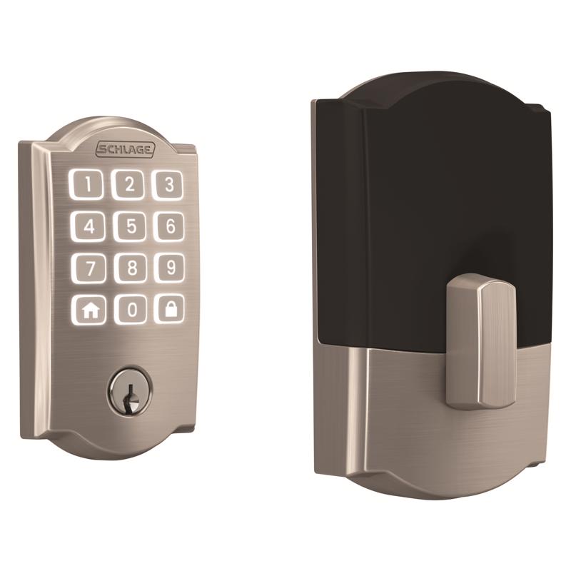 Schlage Arrive Satin Nickel Steel Wi-Fi Deadbolt with Camelot Trim