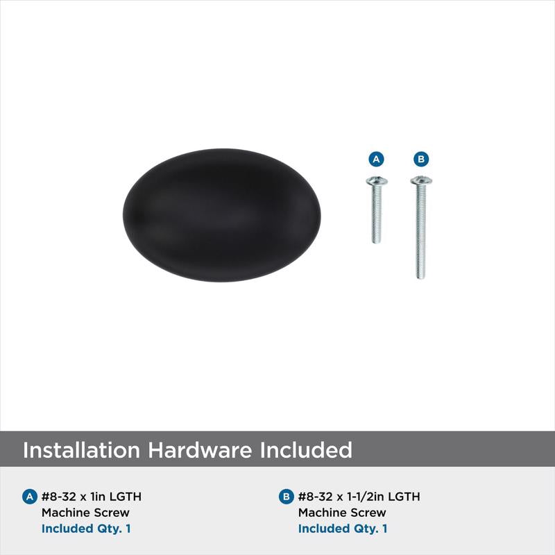 Amerock Vaile Contemporary Oval Cabinet Knob 1.37 in. D 1.37 in. Matte 1 pk