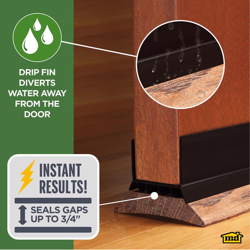 M-D Building Products Black Vinyl Under Door Seal For Doors 36 in. L X 1.75 in.