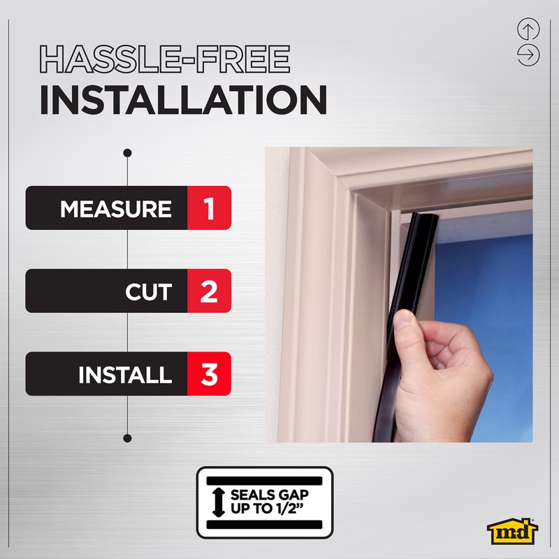 M-D Building Products Black Rubber Top & Sides Door Seal For Door Jambs 81 in. L X 0.62 in.